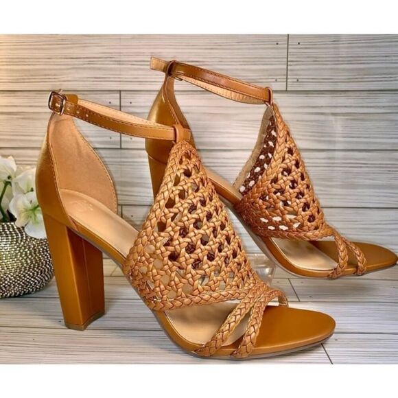 JustFab Lorelai Caged Camel Womens Sandal Heels Size :10 - Picture 6 of 12